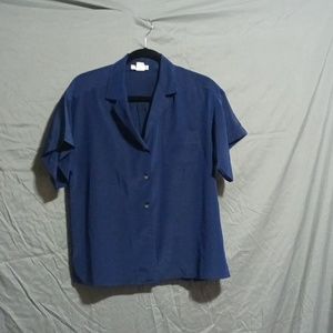 Vintage Evan-Picone navy silk blouse